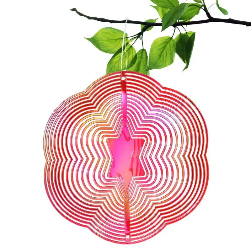 

Hexagram Shiny Metal Wind Spinner 3D Wind Catcher Rotating Wind Chime Bell For Garden Balcony Home Hang Decoration Ornament Gift