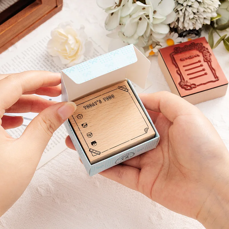 빈티지 목록 플랜 보더 풍경 나무 스탬프 창의적인 DIY 정크 저널 재료 콜라주 학생용품 문구류