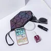 New Geometric Luminous Women Cosmetic Bag Organizer Zipper Makeup Ladies Folding Cosmetic Noctilucent Pouch Travel Make Up Bag 4