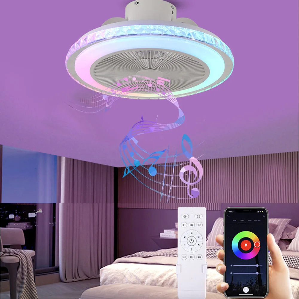 Ventilatori da soffitto con luci e telecomando, luce dimmerabile per ventilatore da soffitto a basso profilo, cambio temperatura colore e 4 velocità | Leroy Merlin