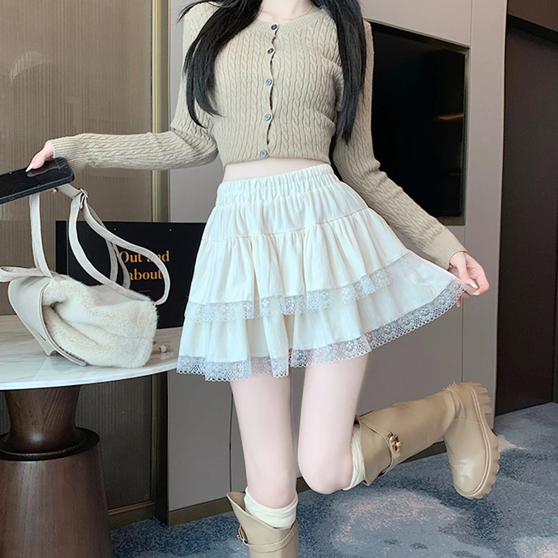 y2k Mini Skirt Women Coquette Clothes Lolita Fairycore High Elastic Tiered Ruffle Skirts Goth Lolita Skirts Streetwear