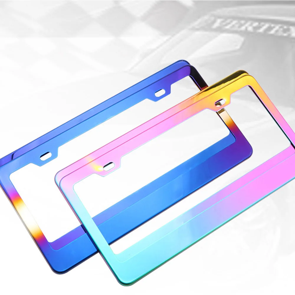 Colorful Stainless Steel American License Plate Frame Universal Color