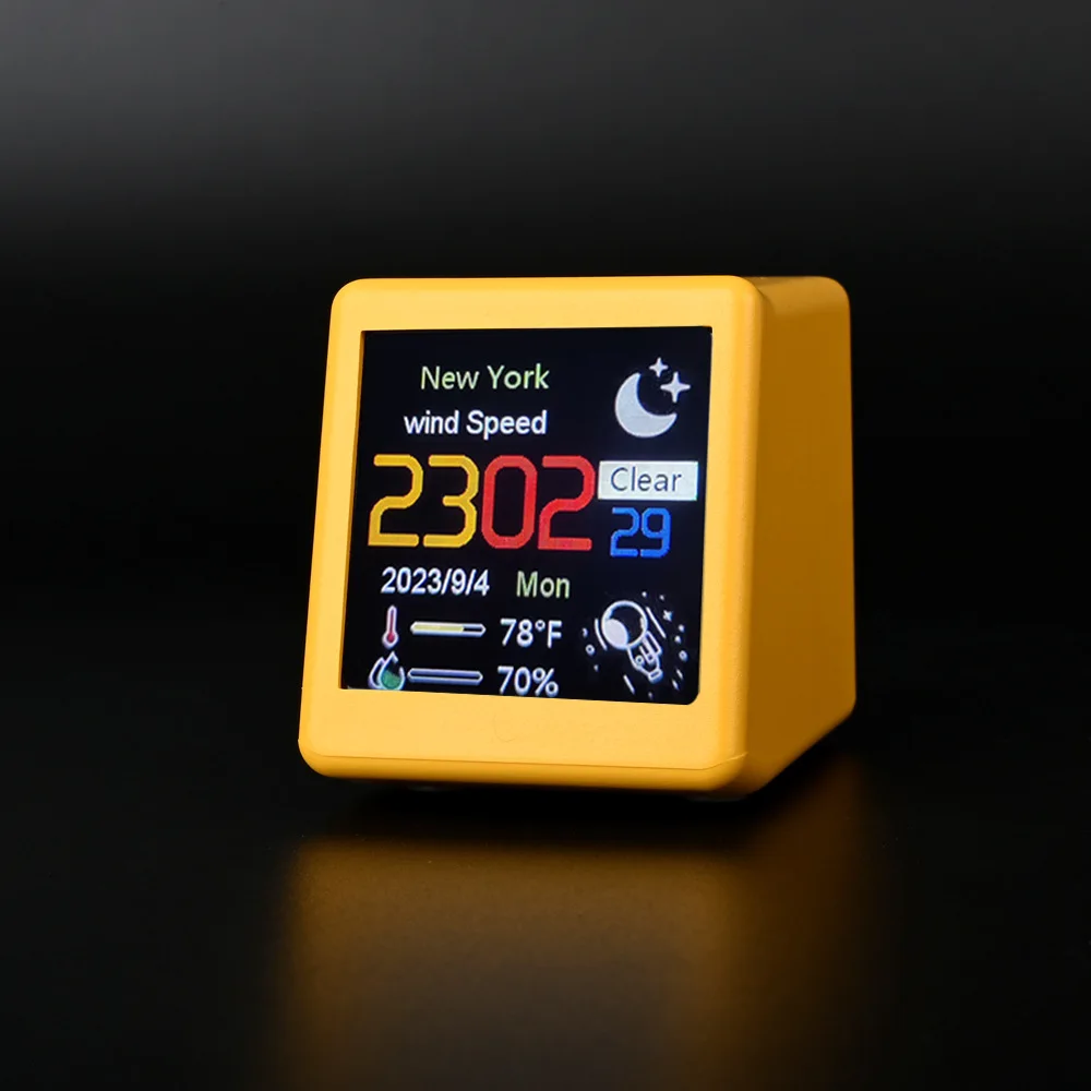 Mini Weather Clock MINI Size Smart WIFI for Game Room Decoration DIY Cute GIF Animations Electronic Album Function