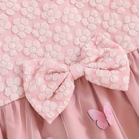 Adorable Baby Girls Summer Outfits with Bow Headband Floral Butterfly Pattern Tops and Matching Dresses - 3 Piece Set for 1
