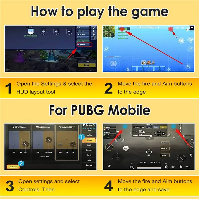 아이패드 태블릿용 AEE1-PUBG 트리거 컨트롤러, 정전식 L1R1 발사 조준 버튼 트리거, 모바일 폰용 게임패드 조이스틱