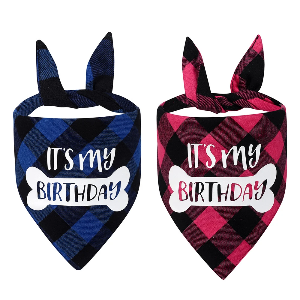 Sucado Dog Birthday Boy Bandana It'S My Birthday Plaid Puppy Birthday Bandana Triangle Scarf For Dog Meravigliosi Articoli Per Feste