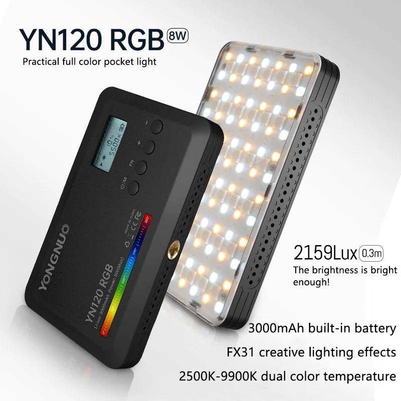 

YONGNUO YN120, карманная фотография, фотография, заполняющая панель для фотокамеры, 2500-9900K, ЖК-дисплей для Vlog Live