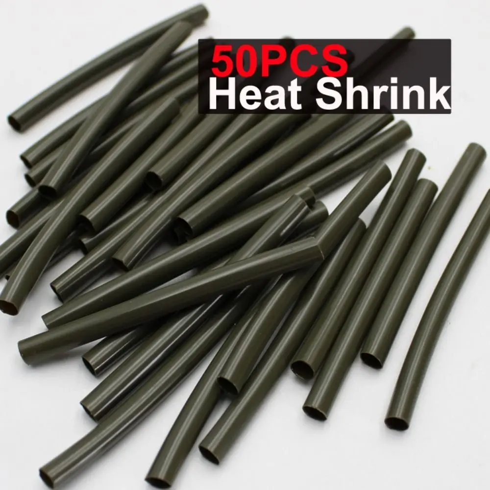 

50PCS Heat Shrink Tubes, Carp Fishing Accessories, Matte Silicone Wrapping Sleeving for Ronnie Rigs Hair Rig Terminal Tackle