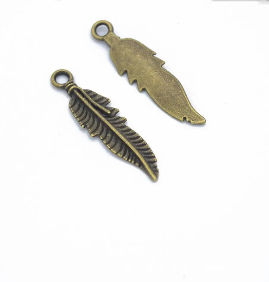 70pcs 37*9mm Antique Zinc Alloy Feathers Charms Diy Jewelry Findings Jewelry Accessories wholesale F0431