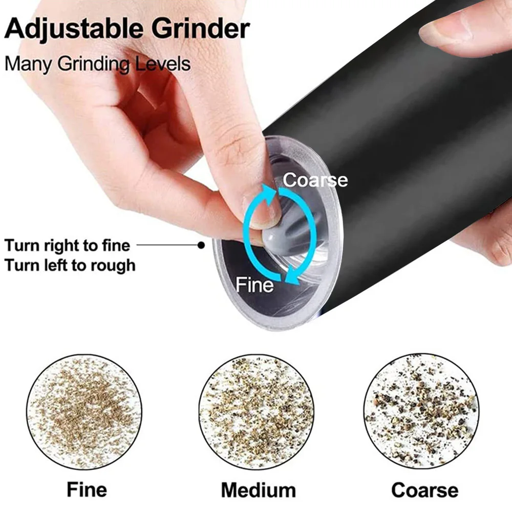 1pcs Gravity Electric Pepper Grinder, Salt or Pepper Mill & Adjustable Coarseness, Battery Powered with LED Light, Automatic