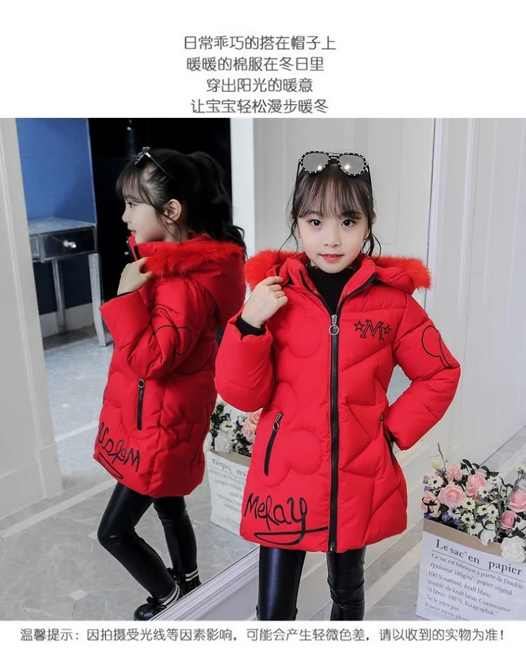 Girls Winter Jacket - Heavyweight Long Style Coat With Detachable Velvet Hood