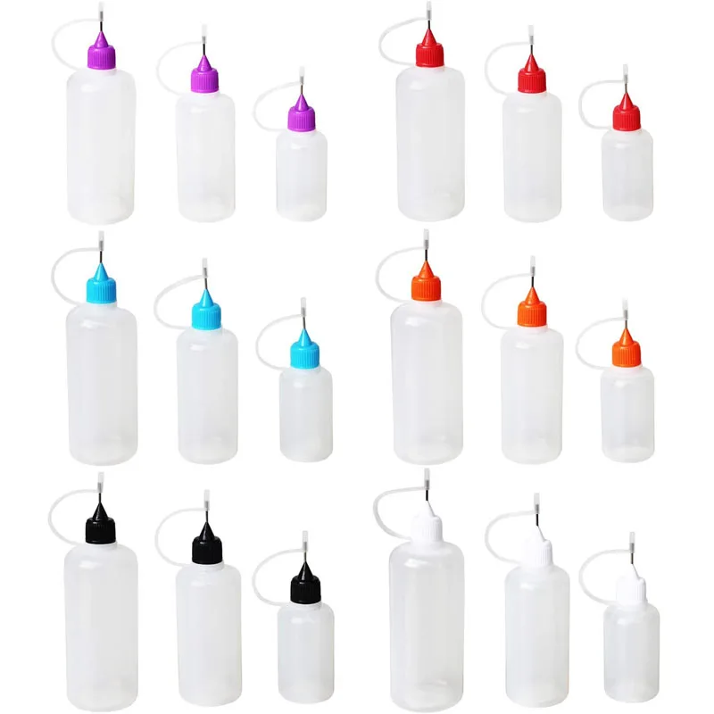 

30PCS 3-120ML Needle Tip Squeeze Bottle Needle Tip Glue Applicator Bottle Refillable Container for Pigment Essential Oil Tattoo