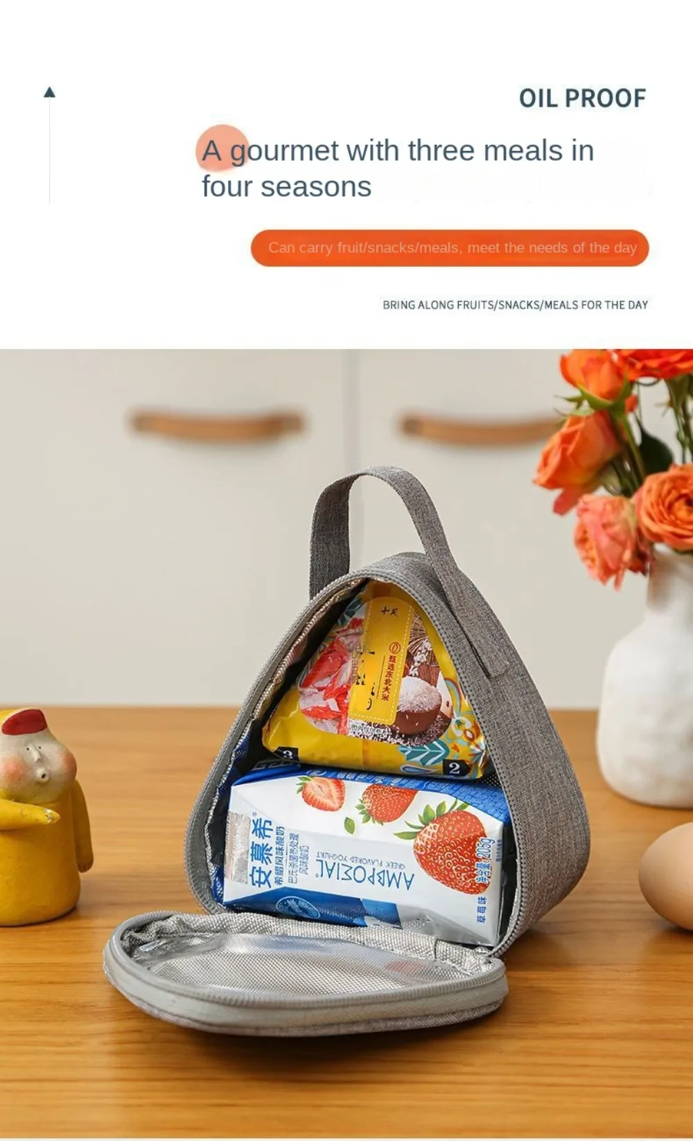 Hochwertige tragbare dreieckige Isoliertasche aus Aluminiumfolie, Mini-Thermokühler, Lunchtasche, langlebig, für Studenten, Reisballtasche – Detail 9