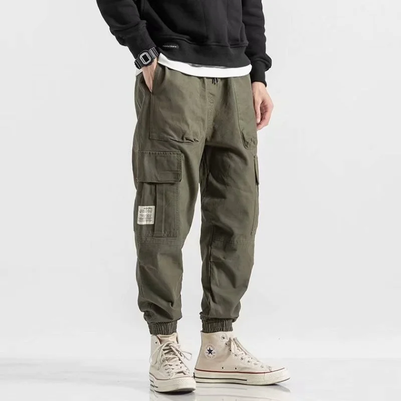 

men's cargo pants multipocket spring and autumn street trousers trend closing small feet Male Hip Hop