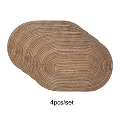 Elegant Mixed Color Non - Slip Washable Placemats - Set of 4 - Oval (Brown)
