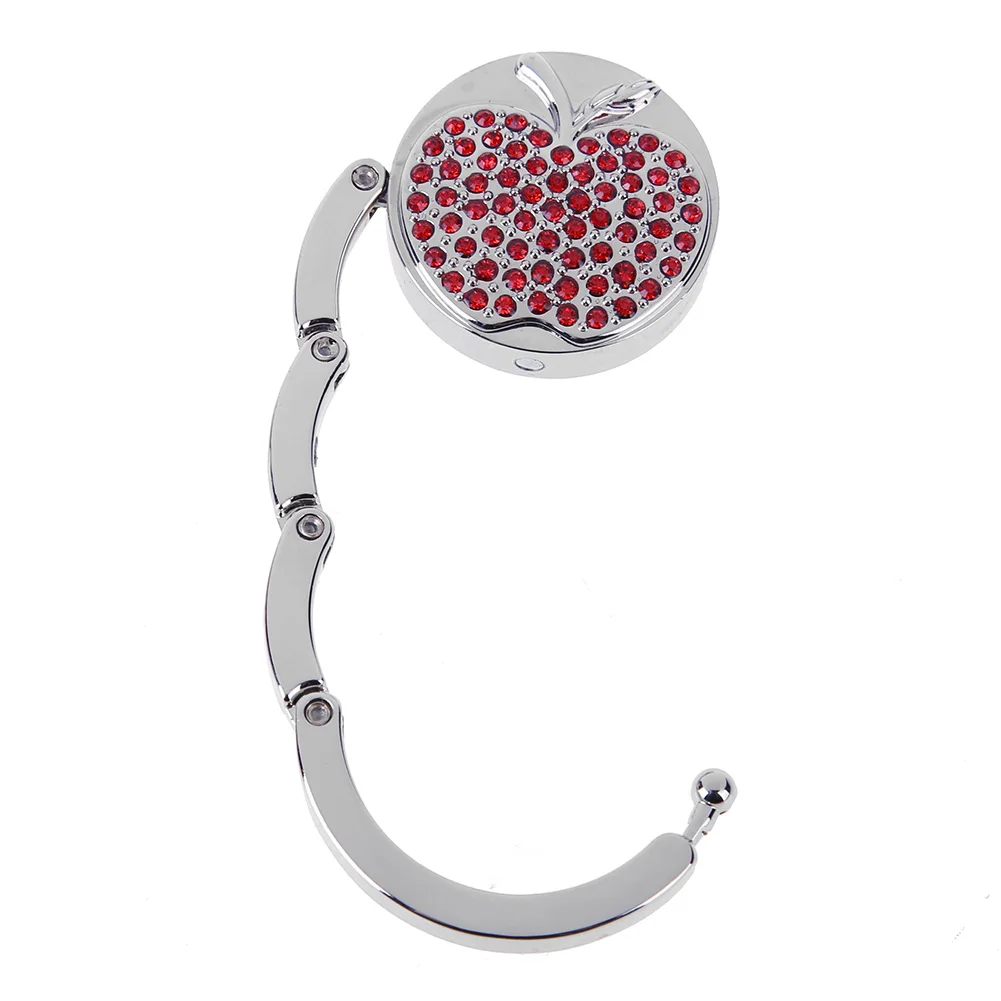 Foldable Desk Mount Bag Holder Hook Multi-Function Rhinestone Apple Bag Hanging Hook Heavy Duty Backpack Hanger for Home School