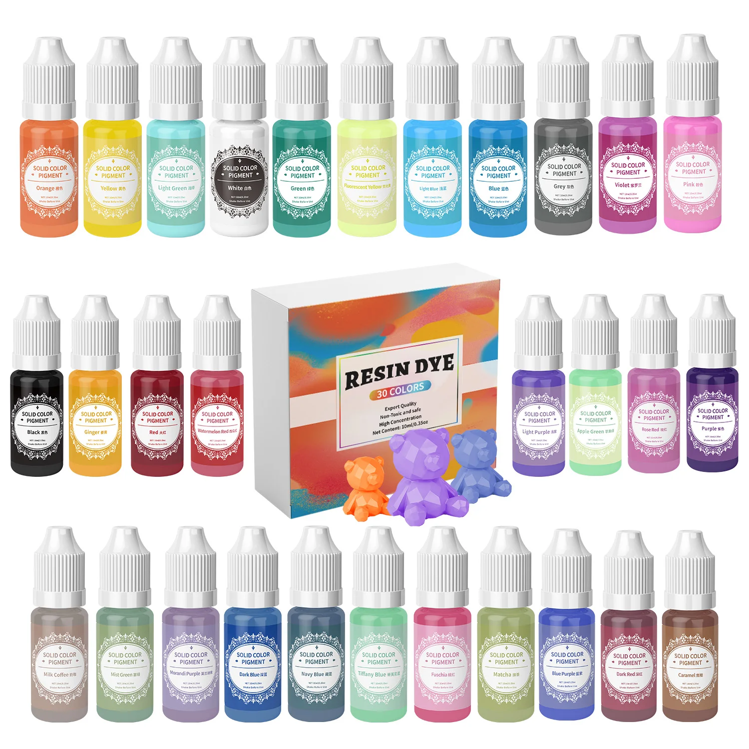 Epoxy Resin Pigment 30Color 10ml Liquid UV Resin Dye Transparent Colorant DIY Art Jewelry Making Supplies epoxy resin pigment
