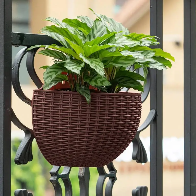 Wall-mounted Flower Pot Semi-circular No-punching Flower Basket Garden Planter Bucket Hanging Basket Flowerpot for Home Decor