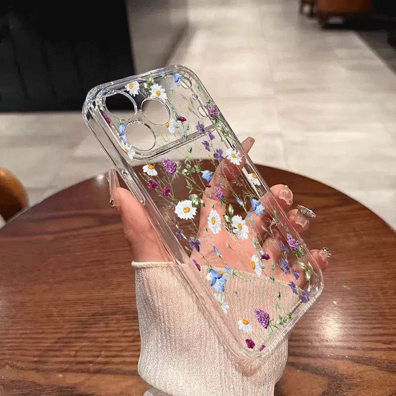 Trendy Leaves Flower Clear TPU Phone Case