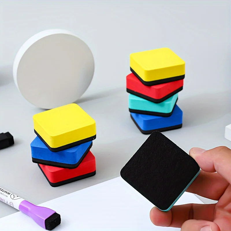 8pcs Mini Dry Erase Erasers 4 Colors Magnetic Whiteboard Dry Erasers Chalkboard Cleaner Wiper for Teacher Supplies