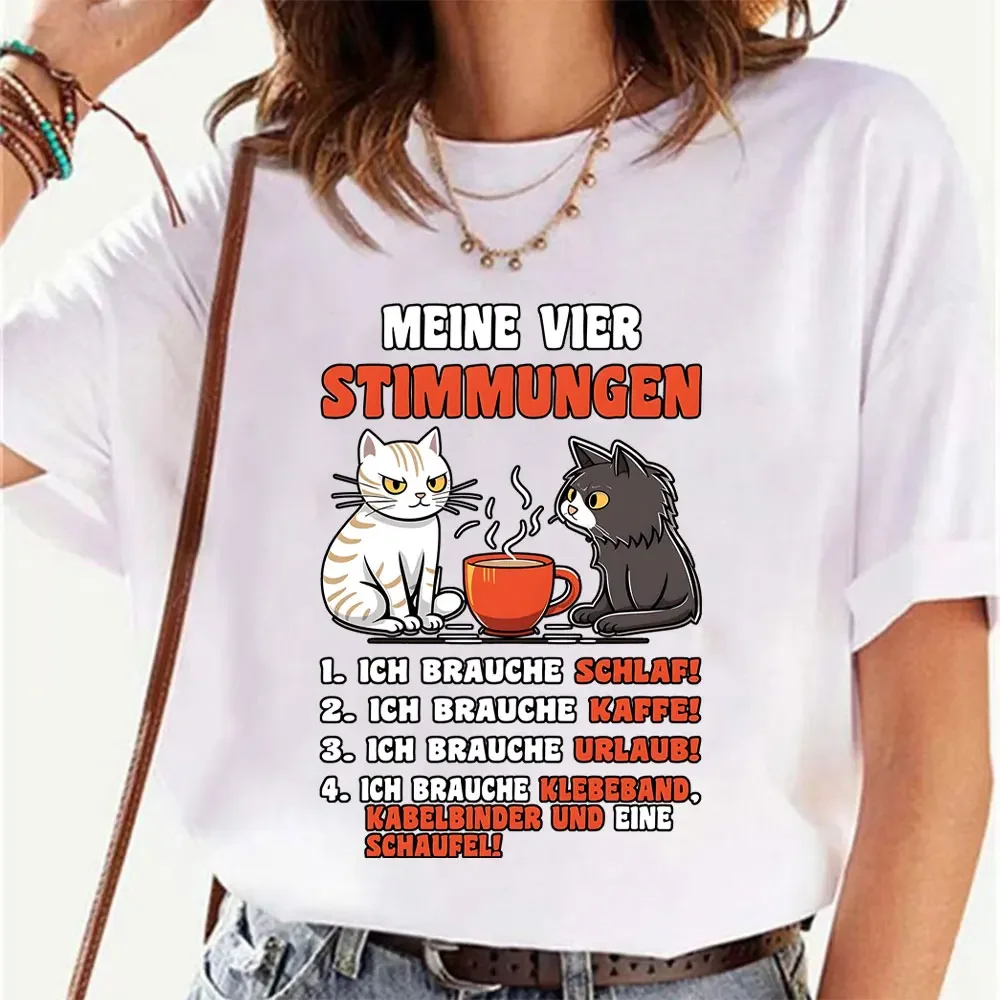 

Y2K Топы 2000s, женская футболка с мультяшным котом My Four Moods, женская футболка, Женская Повседневная Уличная одежда Аниме Манга, одежда, топы большого размера