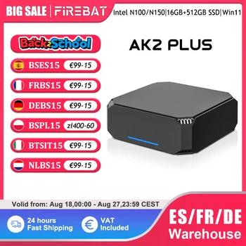 FIREBAT AK2 PLUS Mini PC Intel N100 N150 CPU Windows 11 DDR4 16GB RAM 512GB SSD Computer Desktop WIFI5 BT4.2 HDMI USB 1