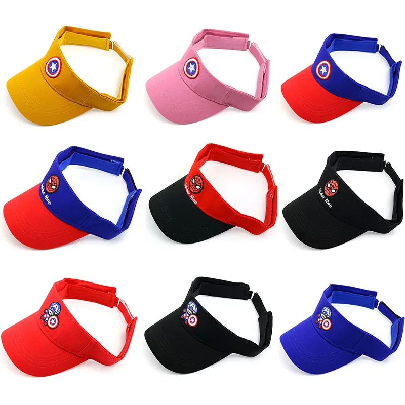 

Summer Children Sports Sun Caps Baby Boy Girl Spiderman Captain America Adjustable Visor UV Protection Top Empty Tennis Golf Hat