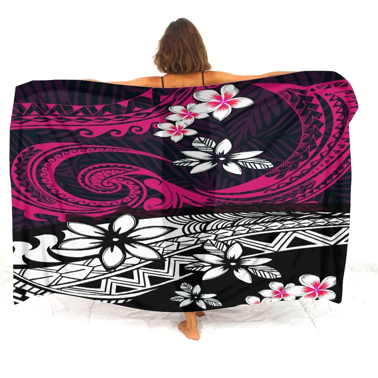 Costume Da Bagno Modello Polinesiano Sarong Large Size Antiscivolo Ladies Beach Sarong Sciarpa Da Vacanza Hawaiana Ladies Wrap Custom