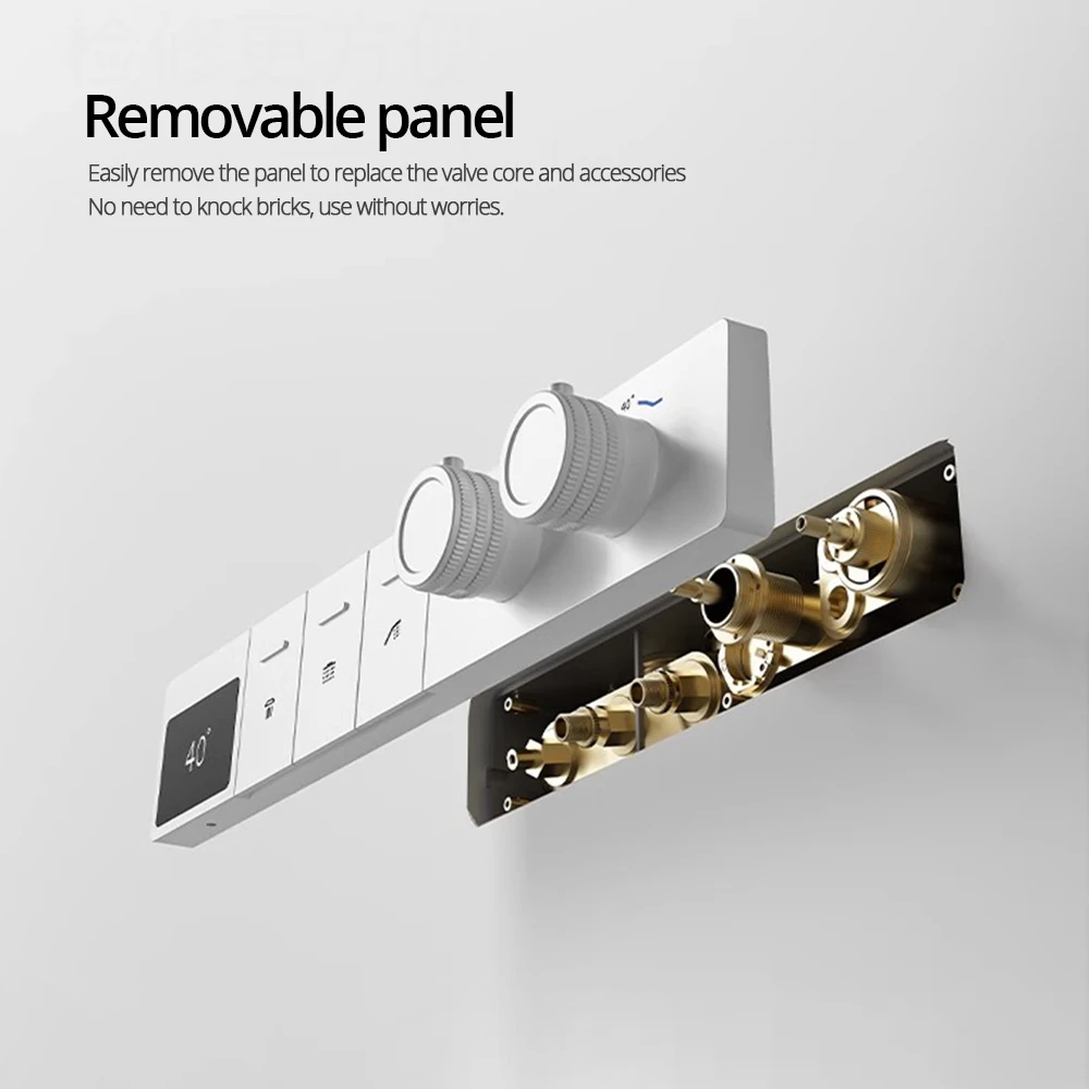 Ceiling Shower Faucet Wall Mounted Bathroom Shower Set with Digital Display 2 function Control Valve Recessed Brass Tap, shower head, shower set