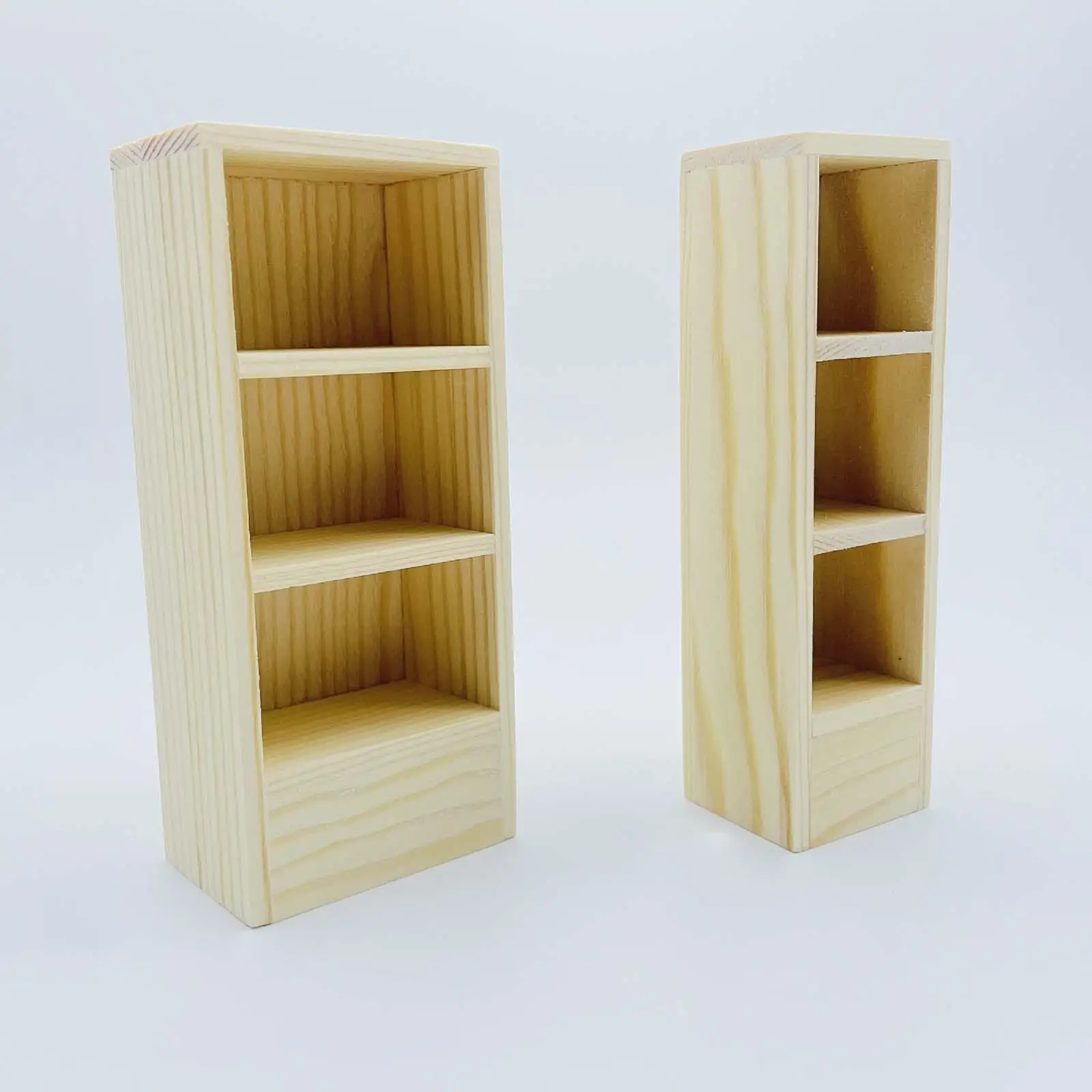 

1/12 Miniature Bookcase Unpainted Wooden Storage Rack Home Decor Dollhouse Decoration for 1/12 Dollhouse Living Room Accessory