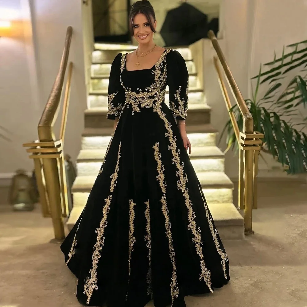 slim fit dress slacks Lm015 Luxury Gold Embroidered Open Abaya main image 0