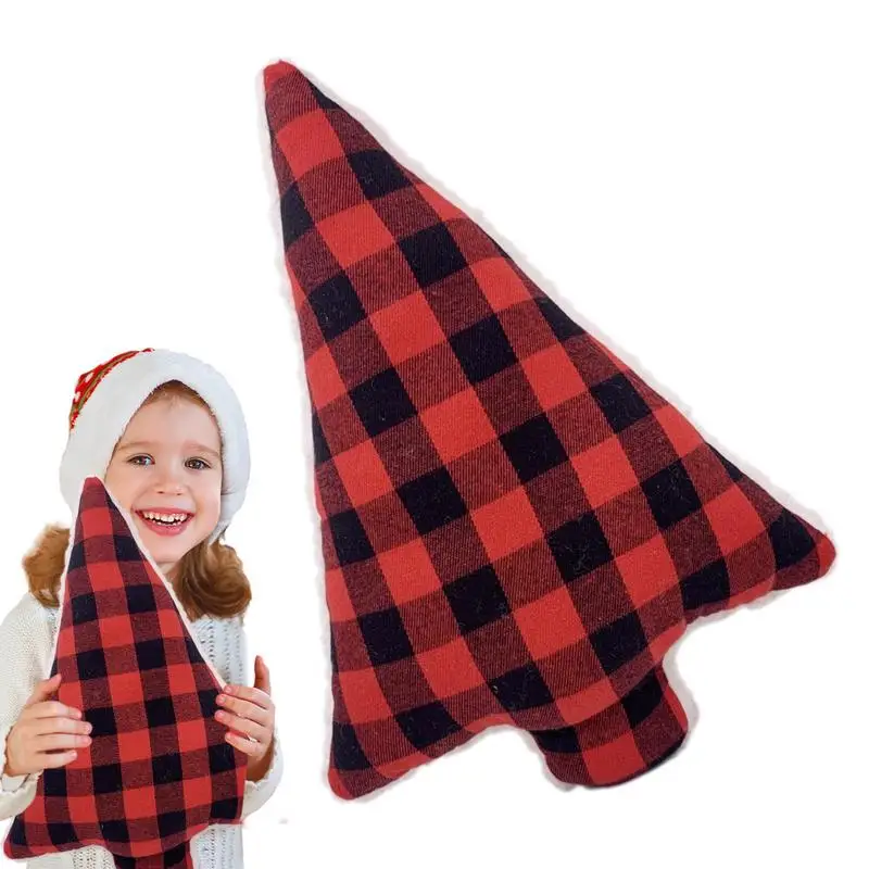 

Christmas Tree 3D Red Plaid Stuffed Christmas Plush Pillow Plush Doll Toy Decorative Pillows For Bedroom Fluffy Sofa Ornament