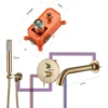 POIQIHY Brushed Gold Bathtub Faucet Wall Mounted Waterfall Bath Shower System Embedded In Wall Tub Water Tap Shower Mixer Faucet 5