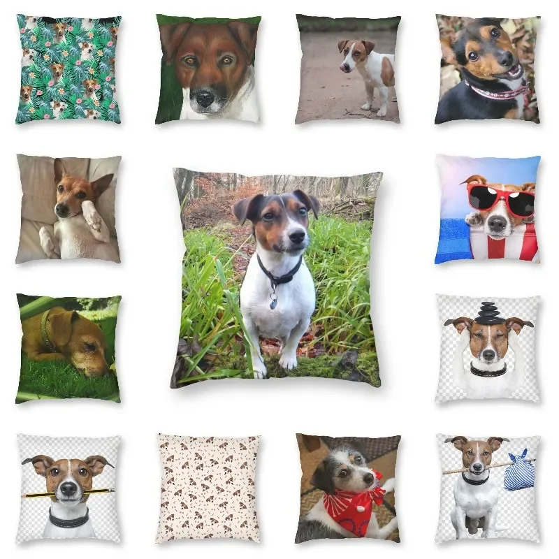

Jack Russell Terrier Cushion Cover Decoration Print Pet Dog Throw Pillow Case for Car Double Side Decorative Pillowcases