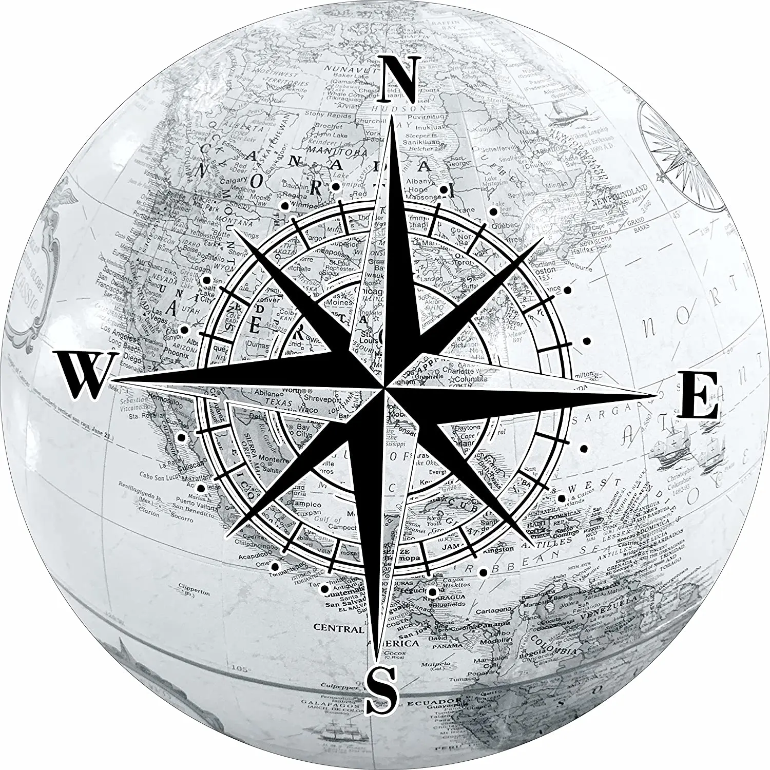 

TIRE COVER CENTRAL Compass Earth Globe of North America Spare Tire Cover (Custom Made to Your tire Size-See menu) for 30X9.50X15