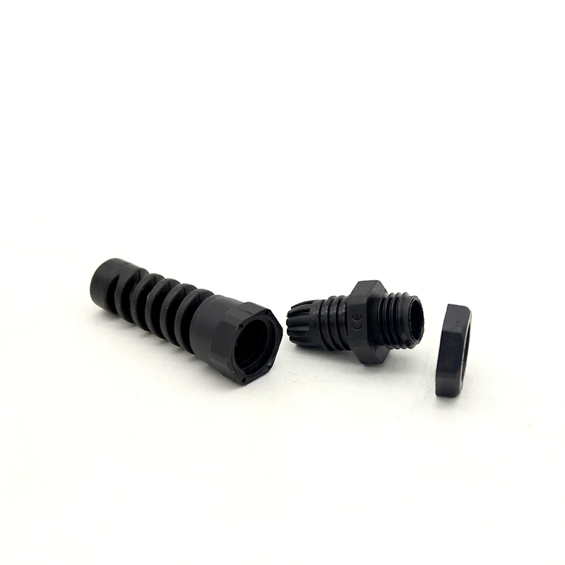 Nylon connector cable gland with stainless steel bend protection PG7-PG21 spiral locknut Black and White