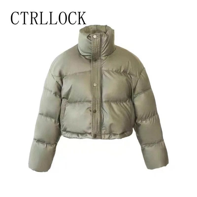 

Однотонный короткий женский пуховик CTRLLOCK, зимняя облегающая верхняя одежда с воротником-стойкой, зимнее пальто