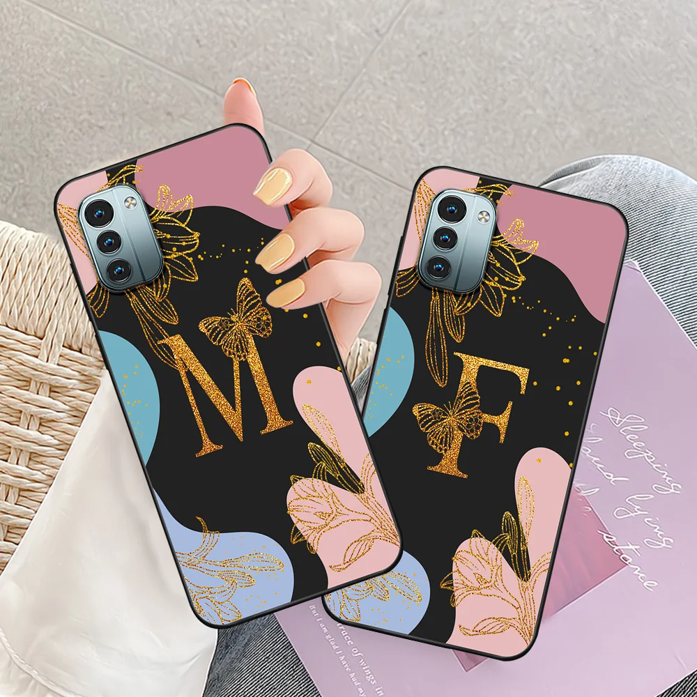Sleek Silicone Bumper Case with Stylish Lettering - Black