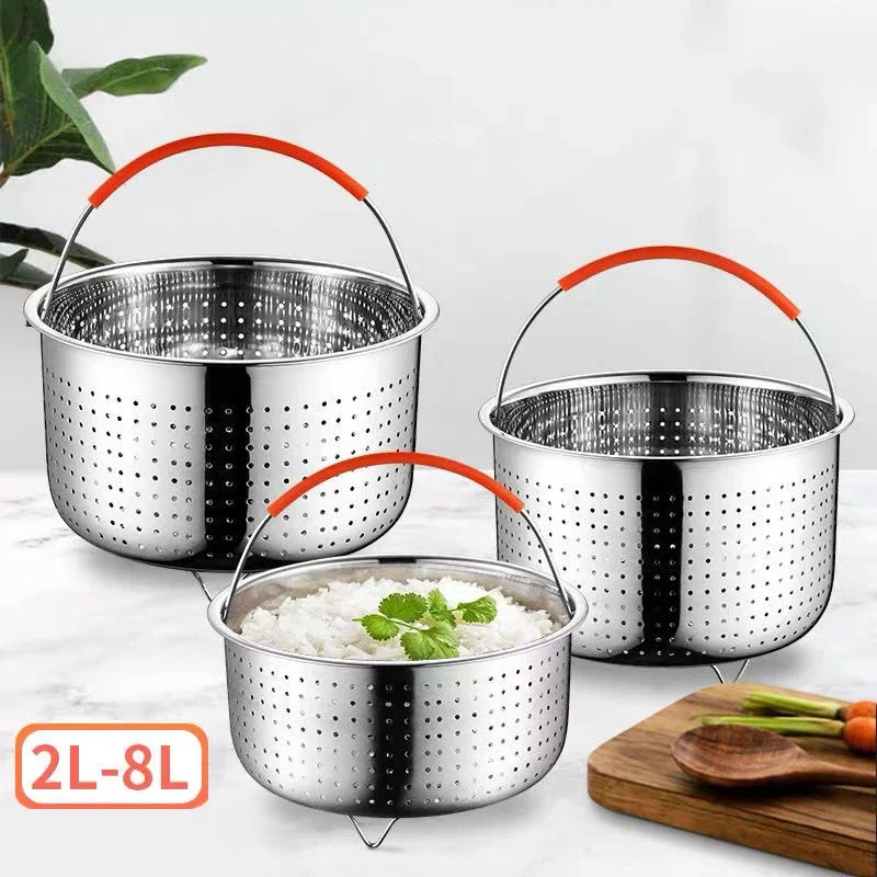Steamer Rack Steamer Basket Kitchen Steam Basket Stainless Steel Pressure Cooker Anti-scald Steamer Multi-Function Fruit Cleaning Basket Cookeo Accessories