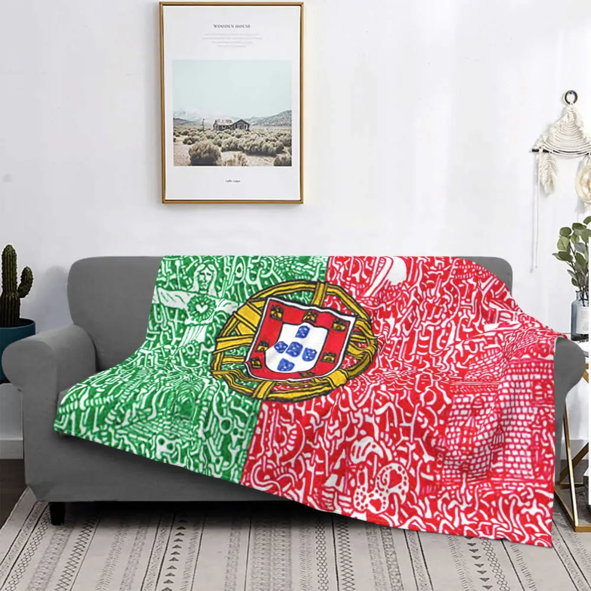 

The Portugal Flag Blankets Coral Fleece Textile Decor Multi-function Lightweight Throw Blankets for Bedding Office Rug Piece