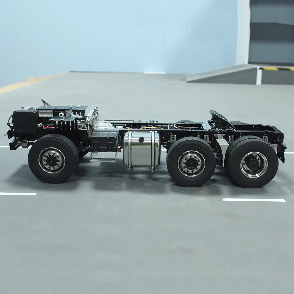 RC 1/14 Tamiya 770S Head Shell Full Metal 6X4 Metal Chassis Upgrade with Middle Axle Lifting Wheel and Axle Reduction 4