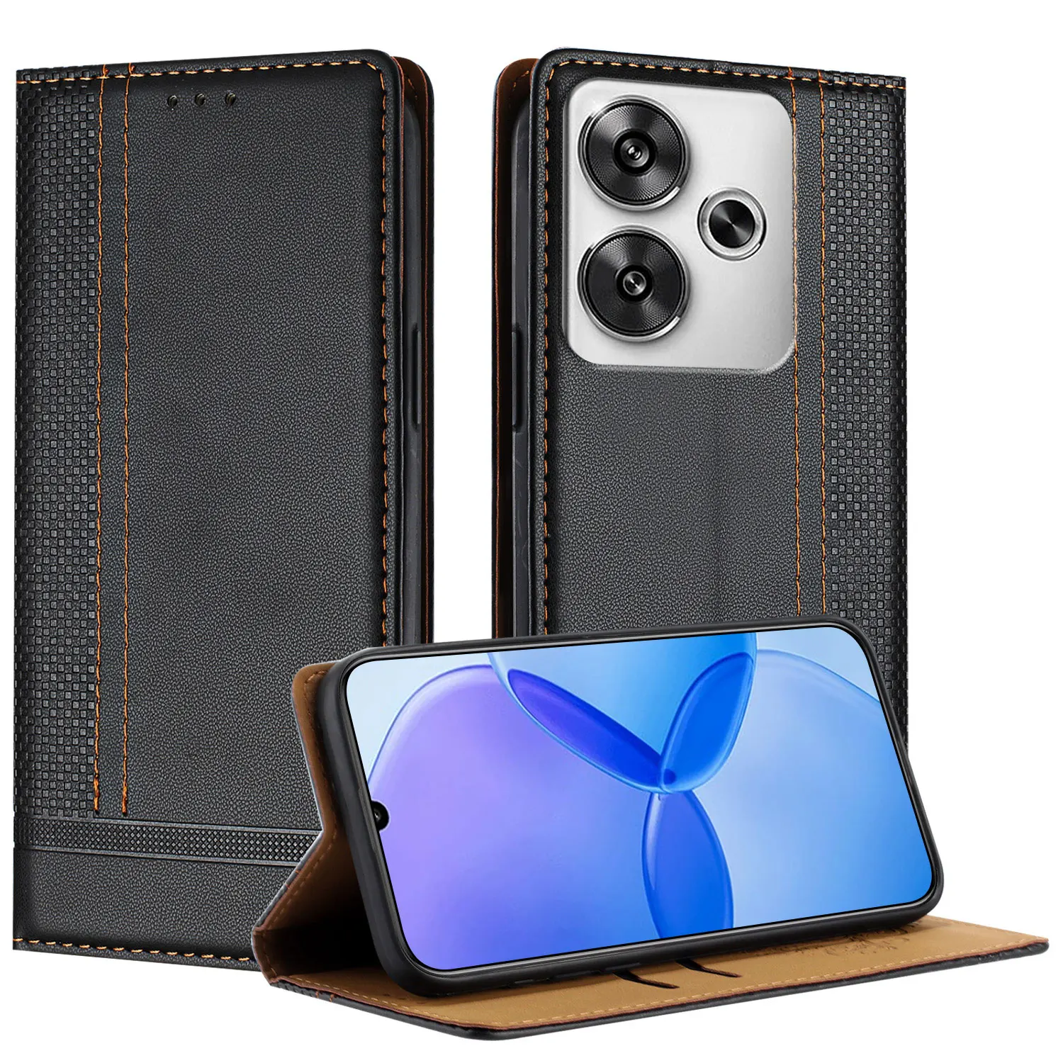 Luxury Leather Flip Case with Magnetic Closure & Back Cover Protection