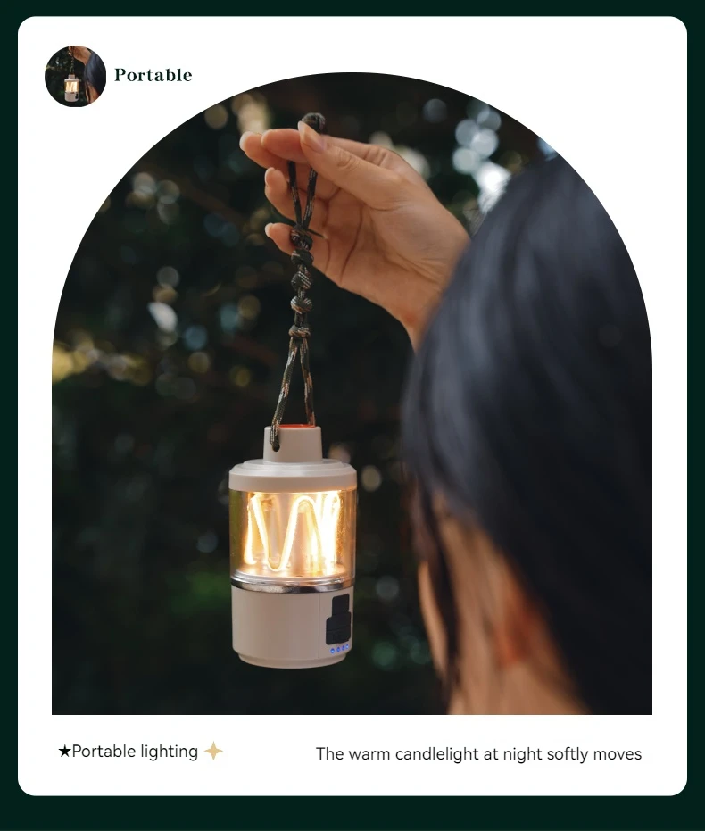 Portable COB Warm Camping Lights Strong LED Lantern Flashlight Rechargeable Outdoor Emergency Fishing Tents Tungsten Lamp
