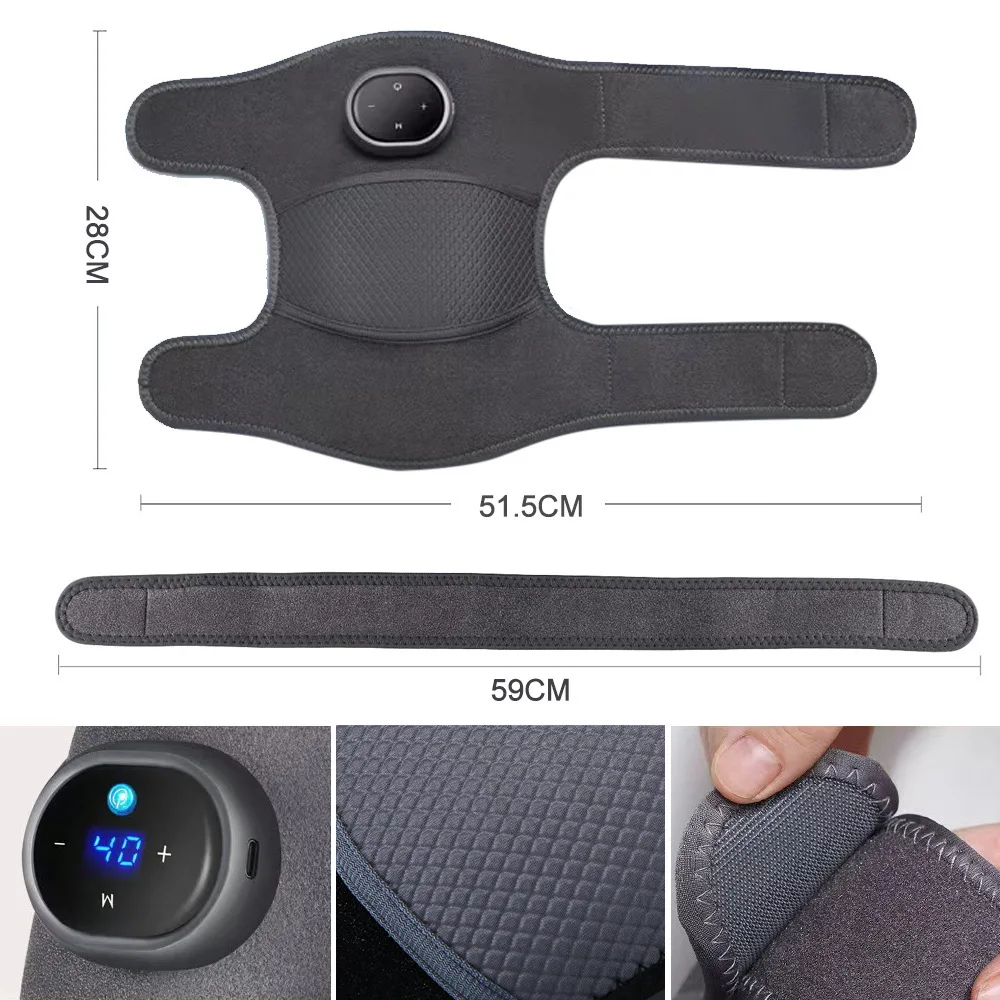 Rechargeable Heated Knee Massager with 3D Adjustable Wrap 5 Heat Levels and Vibration Modes for Arthritis Pain Relief Joint