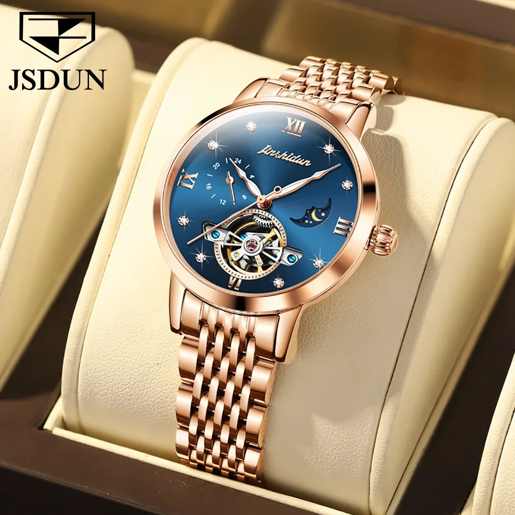

JSDUN 8832 Waterproof Automatic Mechanical Watches For Women Stainless Steel Strap Fashion Women Wristwatches