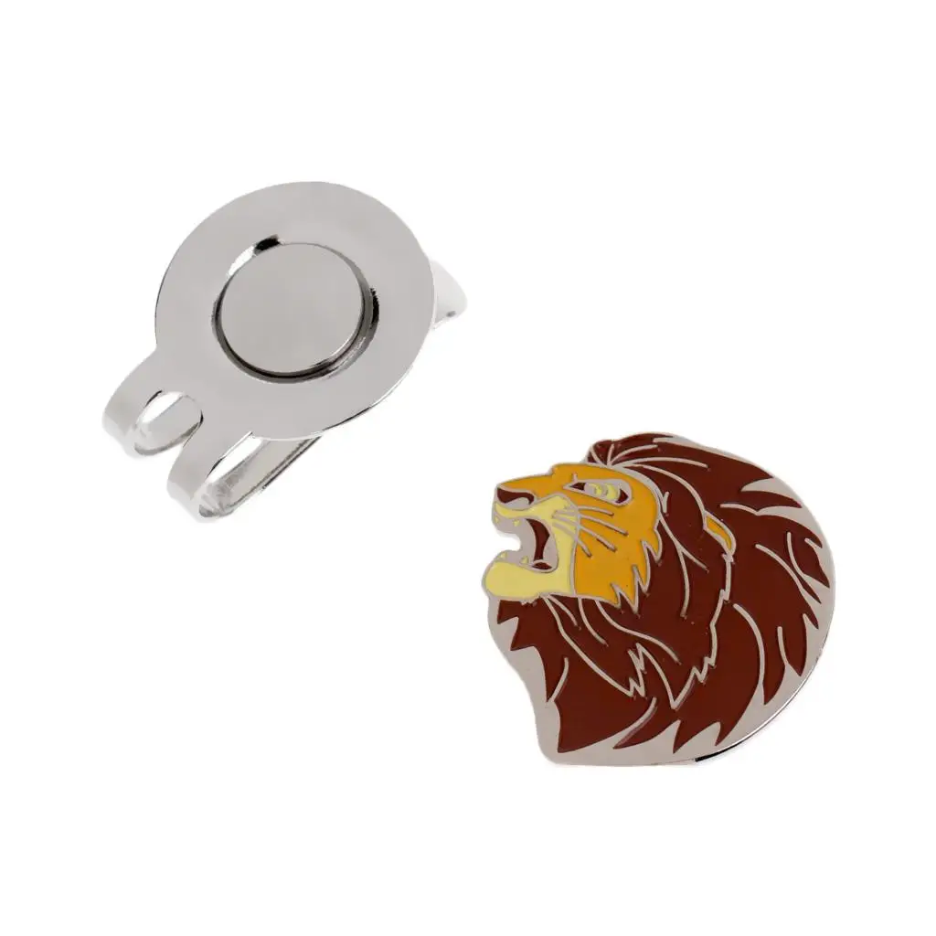 New Alloy Lion Head Golf Ball Marker with Magnetic Golf Hat Clip Golfer Gift