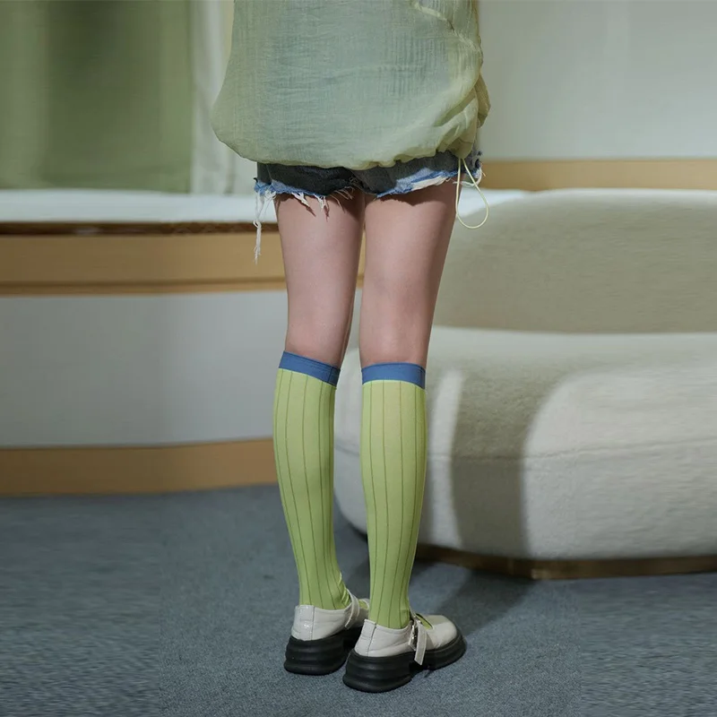 Kreative 46/60/75 cm Anime Cartoon Oberschenkel Socken Gelb Grün Gestreiften Lange Röhre Socken Grün Gestreiften Frauen knie Socken Strümpfe – Detail 1