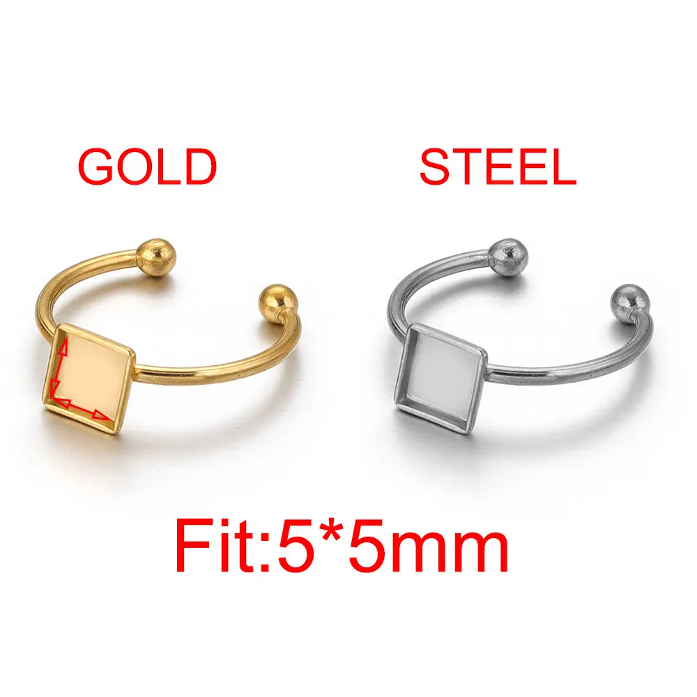 10 Stück offene Ringfassungen aus Edelstahl, leere Basis, Lünette, Cabochons, Harzformen, Ringe für die Herstellung von Schmuckmaterialien, DIY-Finger – Detail 14