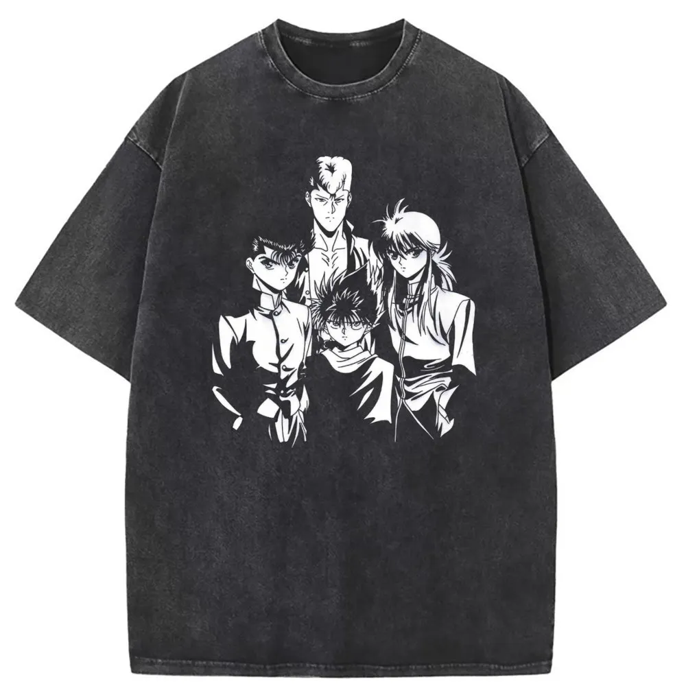 

Yuyu Hakusho Popular T Shirt for Men Long Sleeve Summer Autumn Washed Tshirt Retro Sportswears Men Anime Sweatshirts