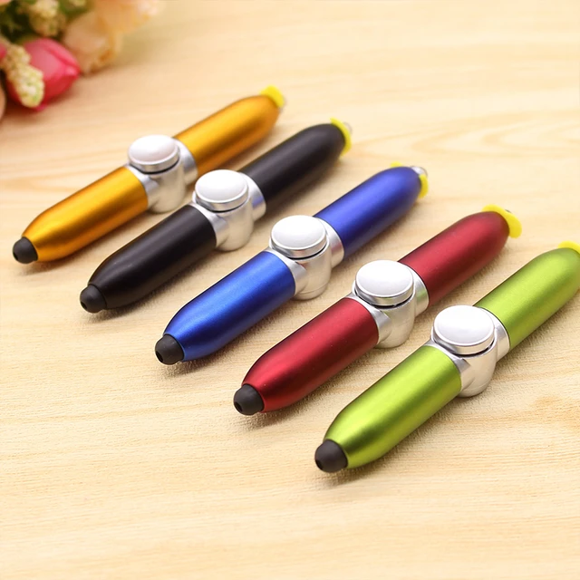 2 Pieces Fidget Pen Spinning Pen with LED Light Multi Functional Help  Stress Reducer Help Thinking Ballpoint Pen Anti Stress Anxiety Gift Pen for